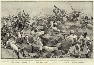 Ostateczna szarża, brytyjskie i egipskie wojska szarżujące na Zereba Mahmuda